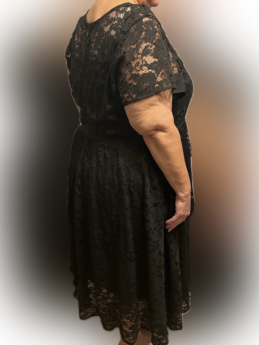 Women's Black Lace Midi Dress - Classic Occasion Midi - Picture 2 of 3